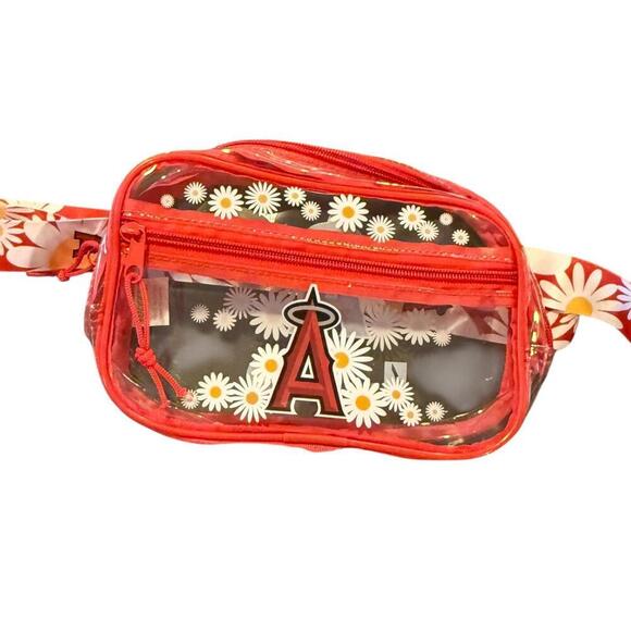 Handbags - Los Angeles Angels Charming Clear Red Fanny Pack with Floral Design